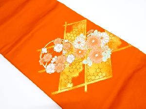 リサイクル　菱に亀甲繋ぎ・花丸紋織り出し名古屋帯